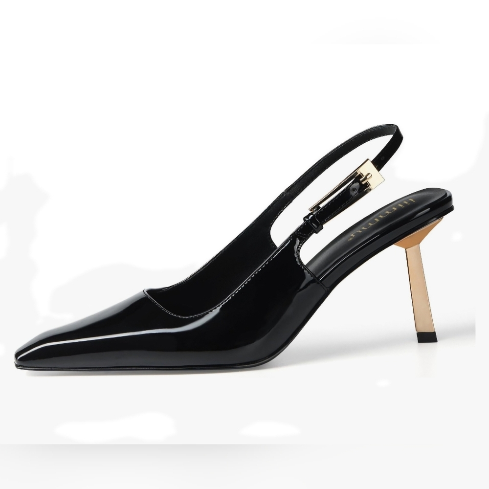iiimmu Slingback Heels for Women Closed Toe 3.5IN / 4IN Kitten Heels Women Pumps